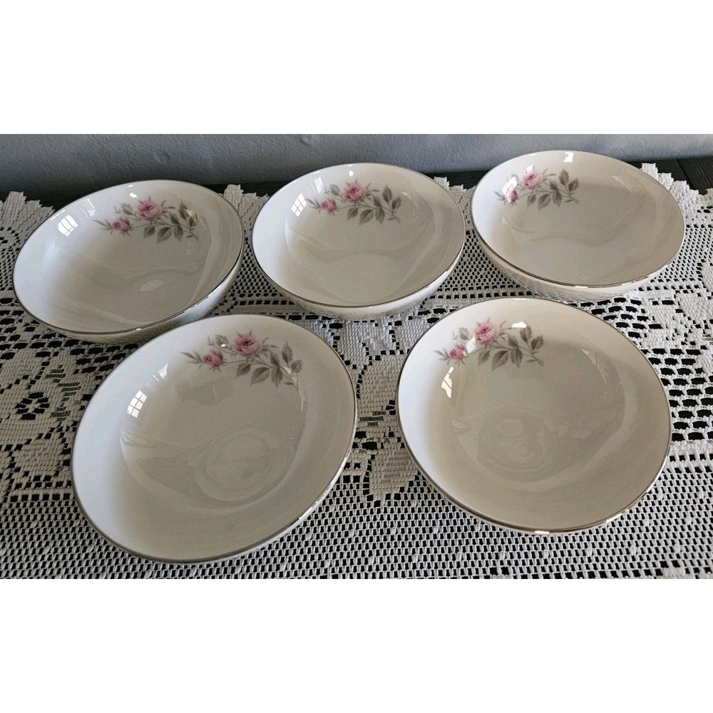 Vintage American Forsight Spring Rose Coupe 5 Cereal Bowls Fine‎ China USA
